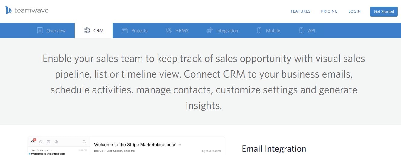Teamwave CRM, RH, Gestión de proyectos