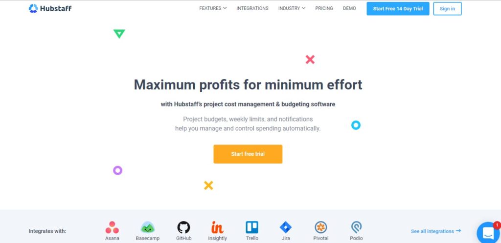 Hubstaff project cost management